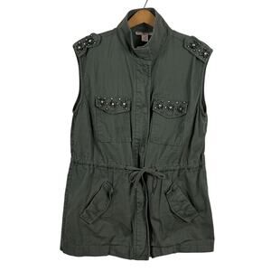 Love By Design Womens Embellished Vest Size Large Artsy Teacher Naturecore